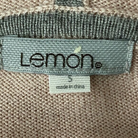 Lemón Hooded Sweater Small Pink Oversized Split Back Thin Knit Cashmere Blend - Picture 12 of 12